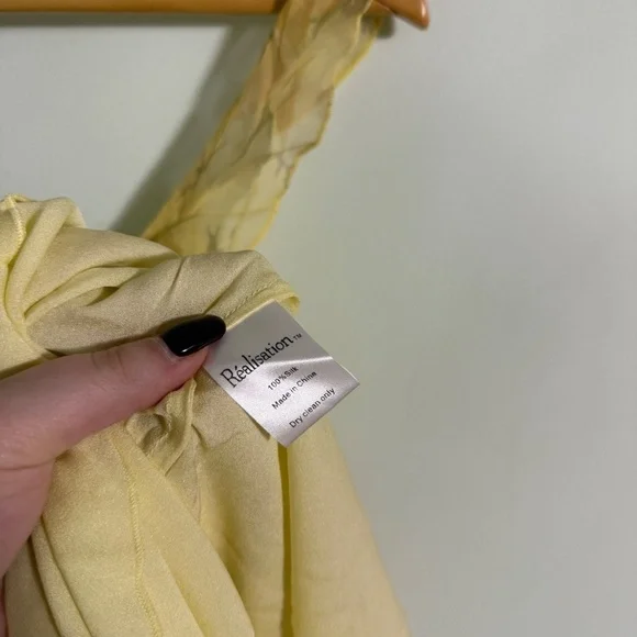 Réalisation Par Heidi Silk Dress in Zinnia Yellow Floral Print Size Small